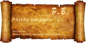 Pálffy Benjámin névjegykártya